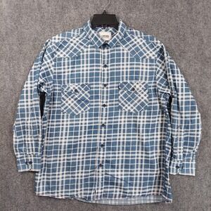 Cantabi Shirt Mens 42 Blue Plaid Long Sleeve Button Up Slim Fit Cotton Casual